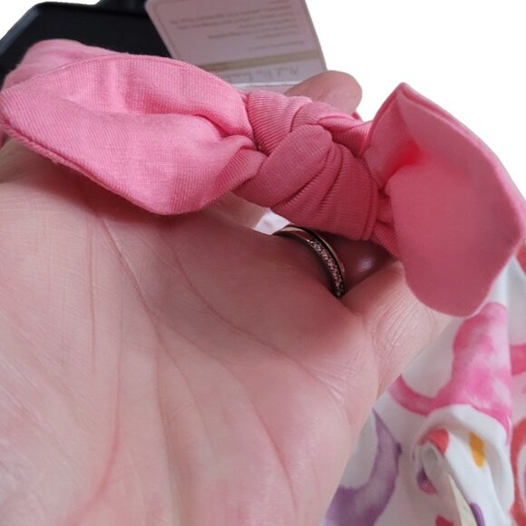 Mud Pie Pink Bamboo Dino Sleeper Footie and Headband Set Size 3-6 Month Dinosaur - Picture 11 of 16